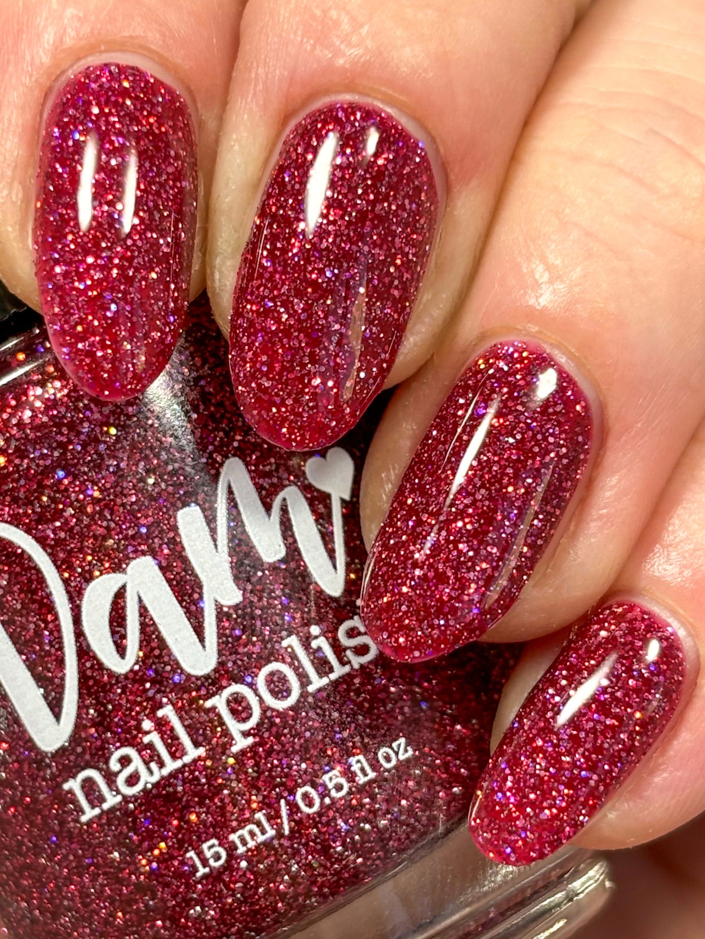 Bloodthirsty - Fuchsia Reflective Glitter Nail Polish - Bitten Collection - Dam Nail Polish