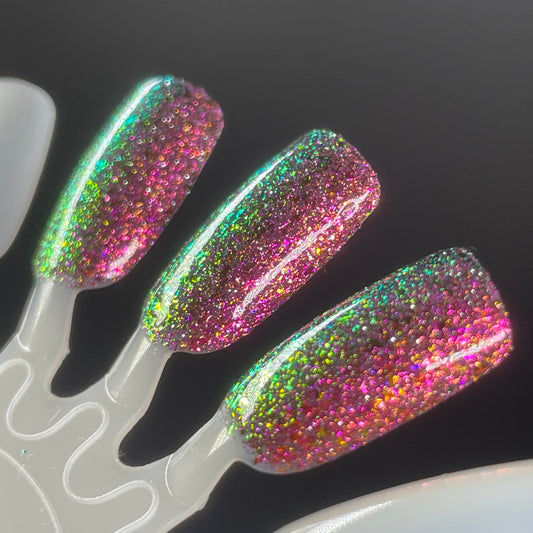 Ain't Nobody Like a Homebody - Pink Flakie Reflective Glitter - Home Sweet Home Trio - Dam Nail Polish