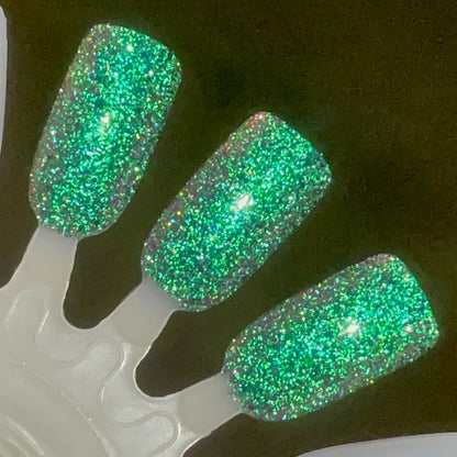 Permit to Hermit - Teal Flakie Nail Polish - Green Reflective Glitter - Home Sweet Home Trio