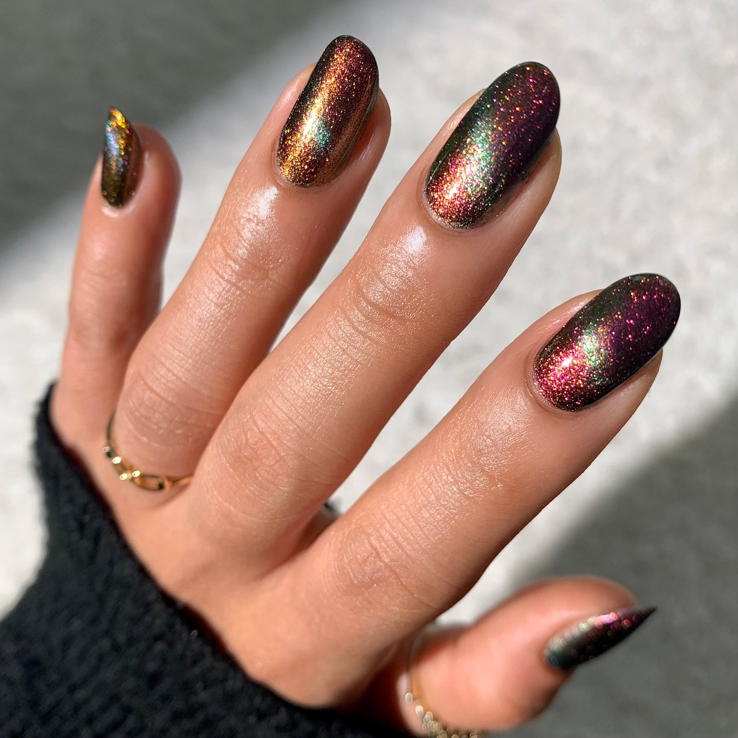 Omniverse Odyssey - Shifting Multichrome Magnetic Nail Polish - Shifts Pink, Bronze, and Green - Into the Multiverse Collection - Dam Nail Polish