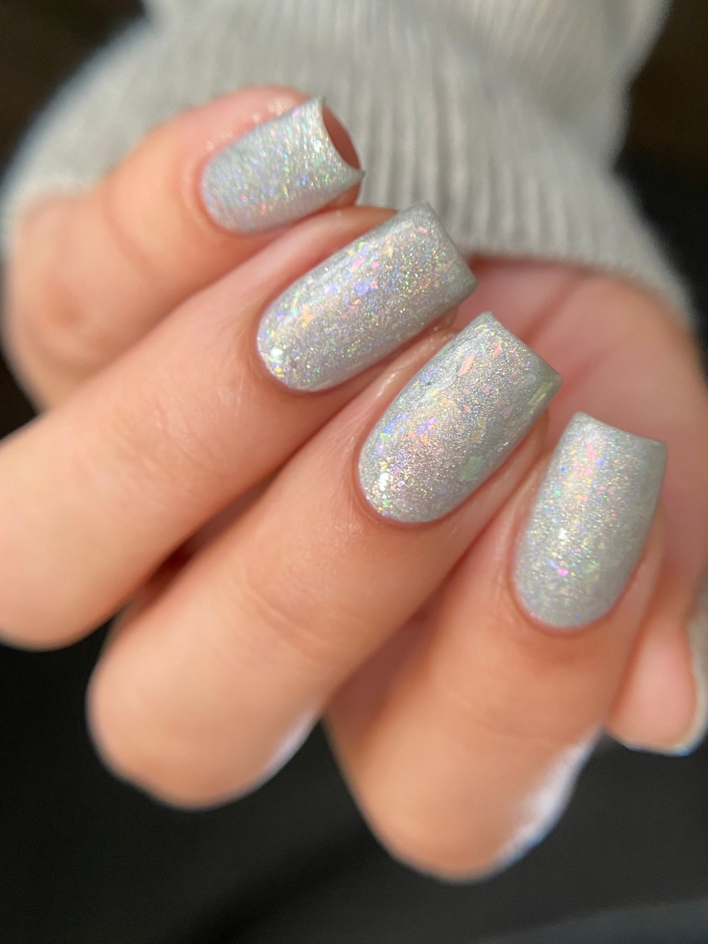 Opal (reformulated) - Light Gray Flakie Holographic Polish - Gemstone Collection Pt. 4 - Dam Nail Polish