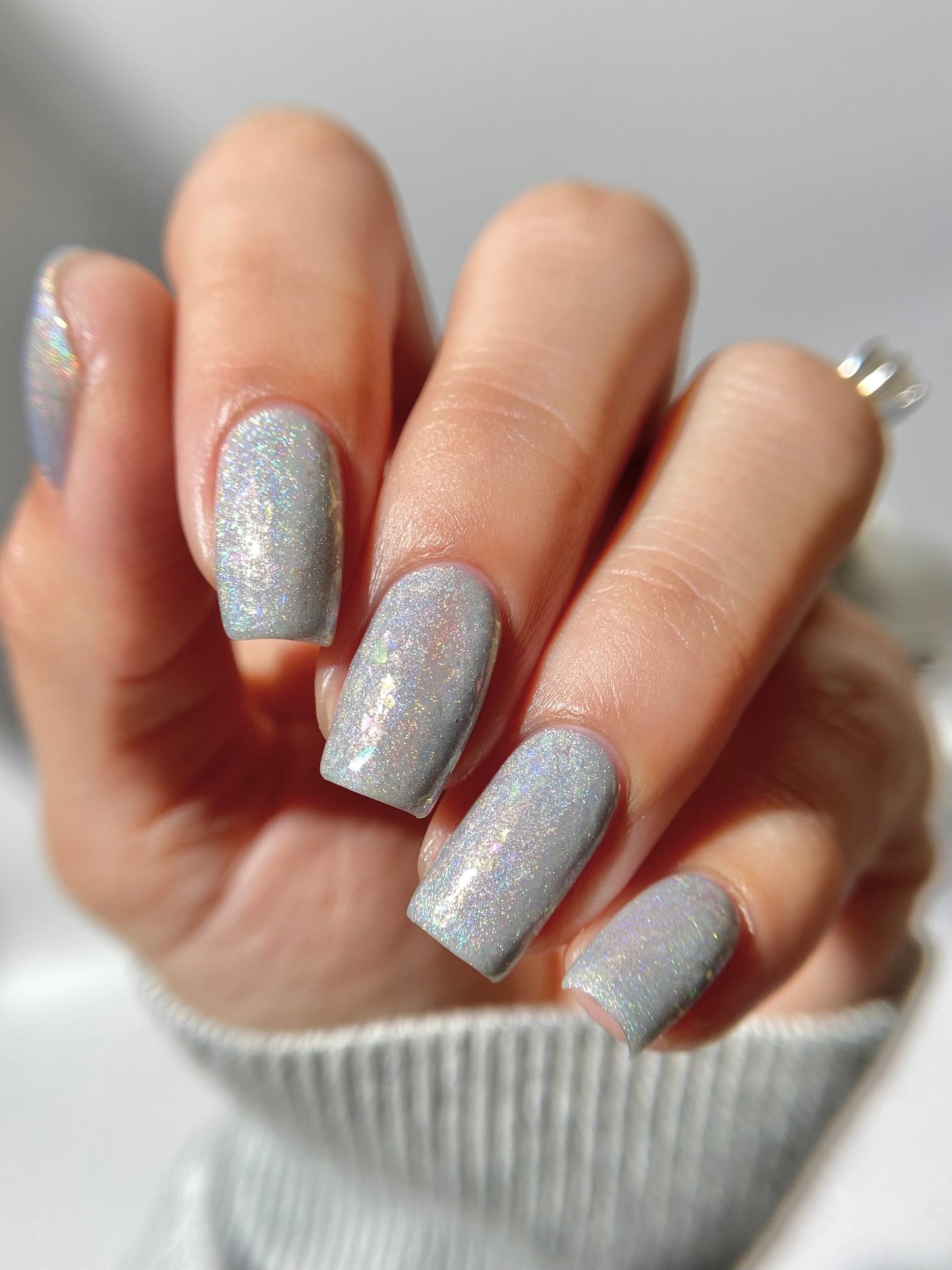 Opal (reformulated) - Light Gray Flakie Holographic Polish - Gemstone Collection Pt. 4 - Dam Nail Polish