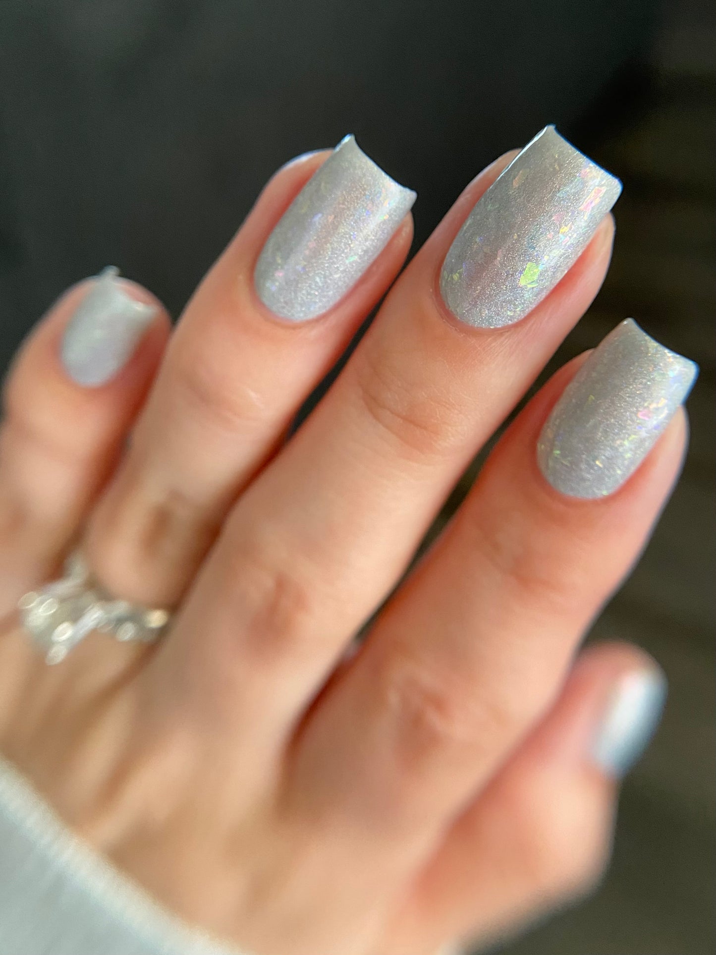 Opal (reformulated) - Light Gray Flakie Holographic Polish - Gemstone Collection Pt. 4 - Dam Nail Polish