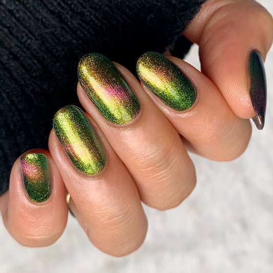Parallel Possibilities - Shifting Multichrome Magnetic Nail Polish - Shifts Gold, Green, and Blue - Into the Multiverse Collection - Dam Nail Polish