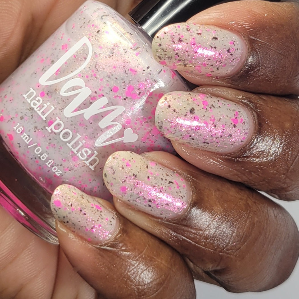 Shimmer Storm - White Crelly - Pink Glitter Nail Polish - Stormy Siblings Collection - Dam Nail Polish