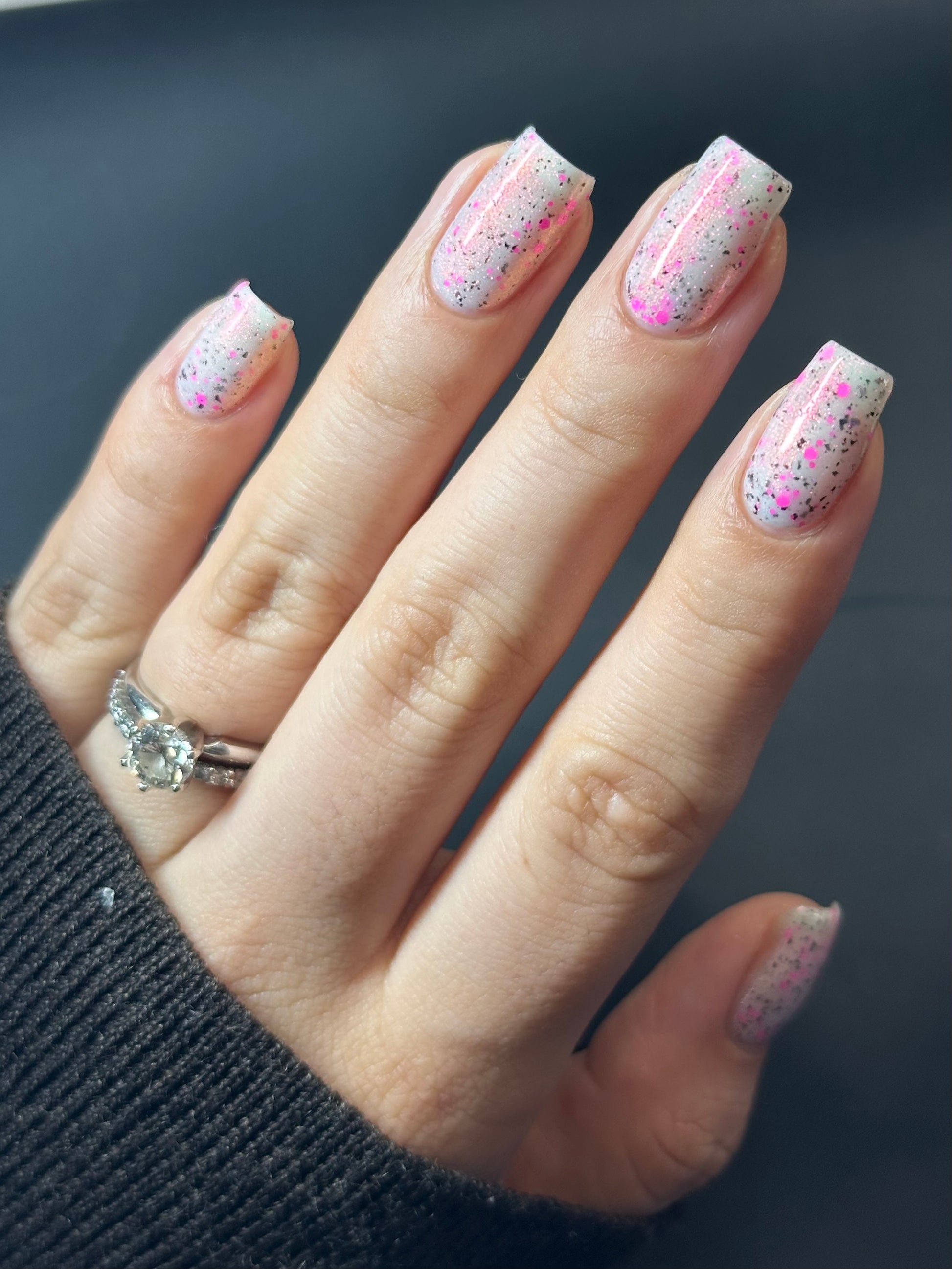 Shimmer Storm - White Crelly - Pink Glitter Nail Polish - Stormy Siblings Collection - Dam Nail Polish