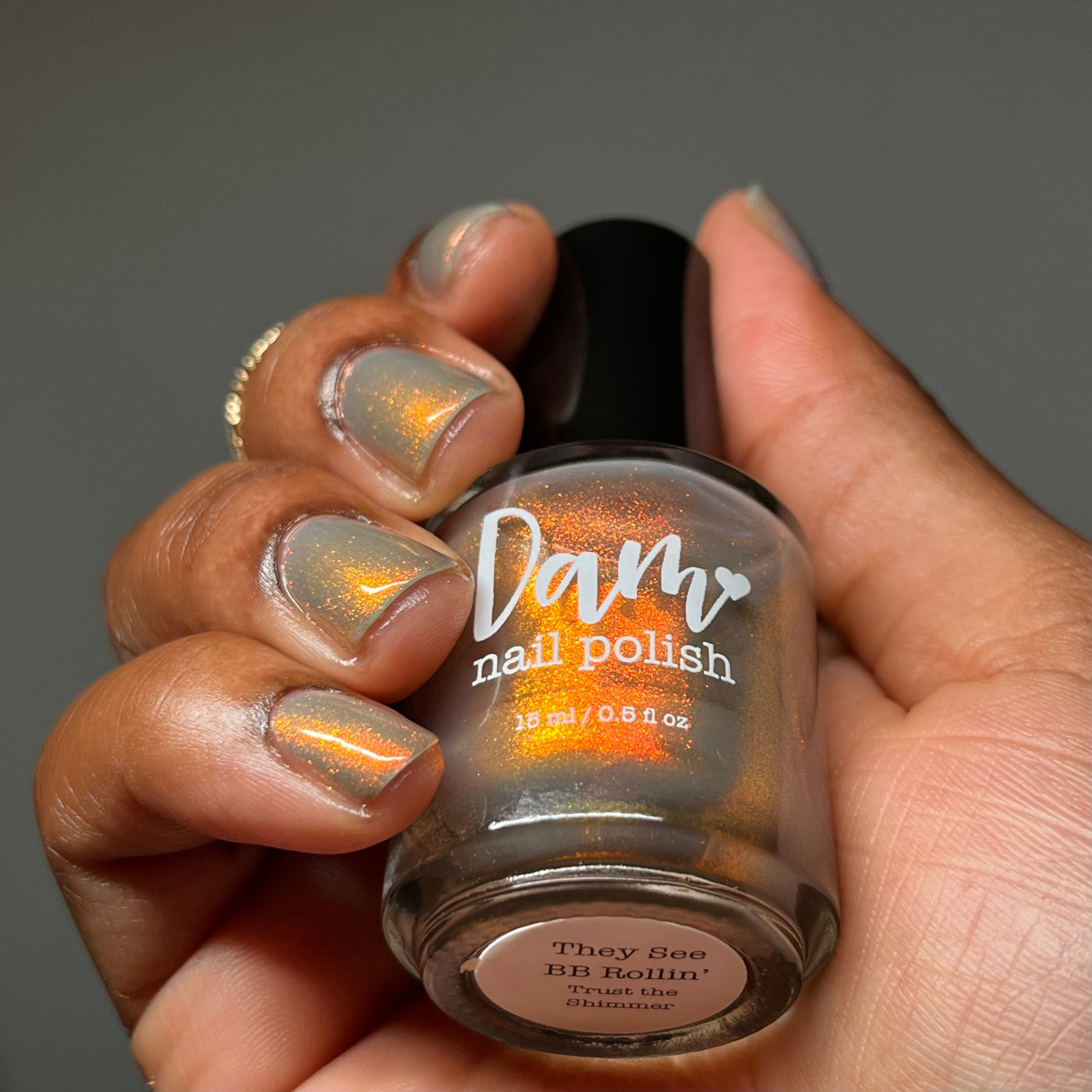 COMING SOON! 5/2 PRE ORDER: They See BB Rollin’ - Orange Shimmer Nail Polish - Trust the Shimmer Collection - Ships in ~5 weeks - Dam Nail Polish