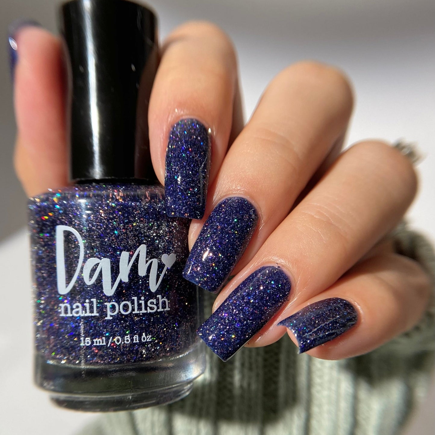 What a Batty - Blue Reflective Glitter Nail Polish - Bitten Collection - Dam Nail Polish