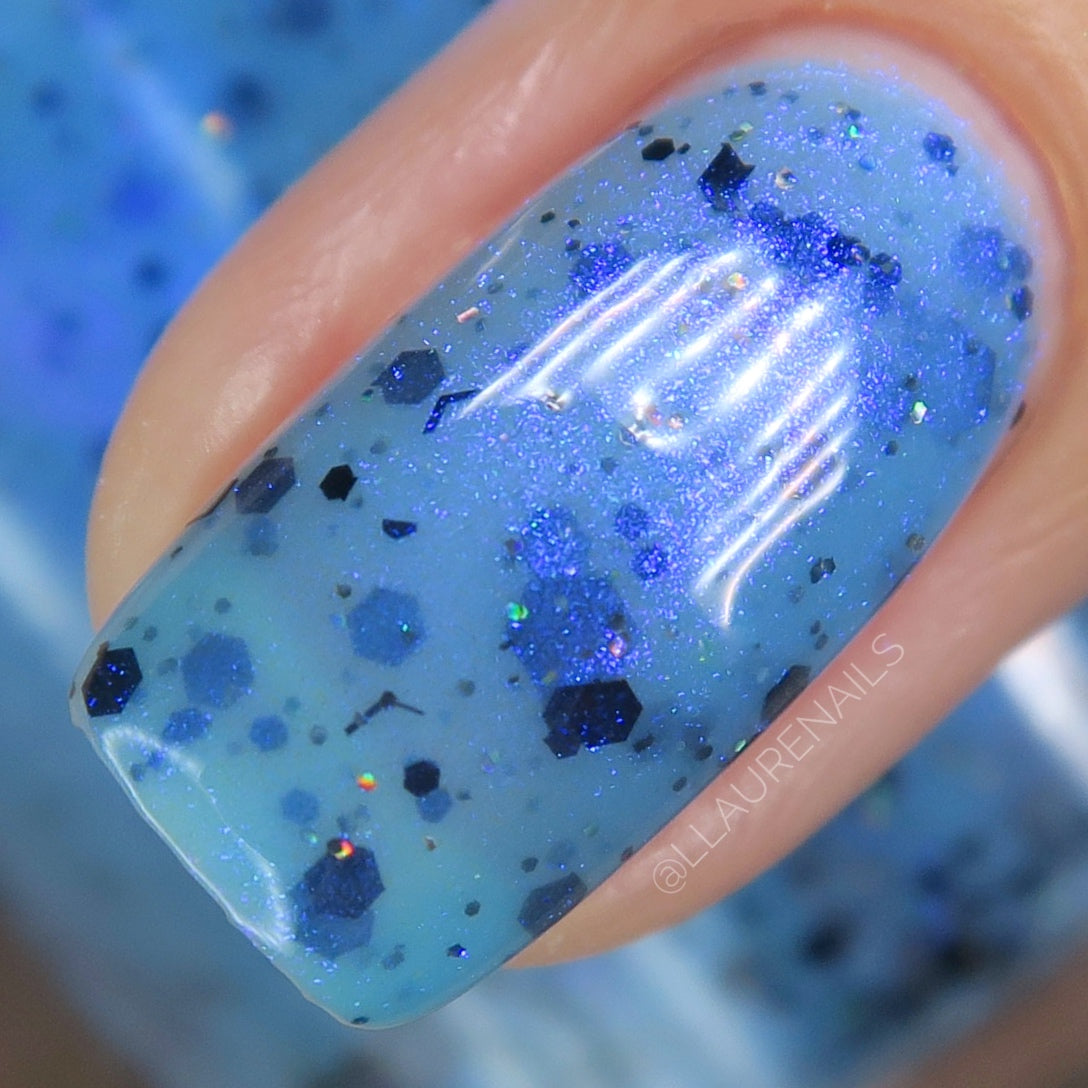Bibbidi-Boba Tea-Boo - Light Blue Crelly Nail Polish - Boba Collection - Dam Nail Polish