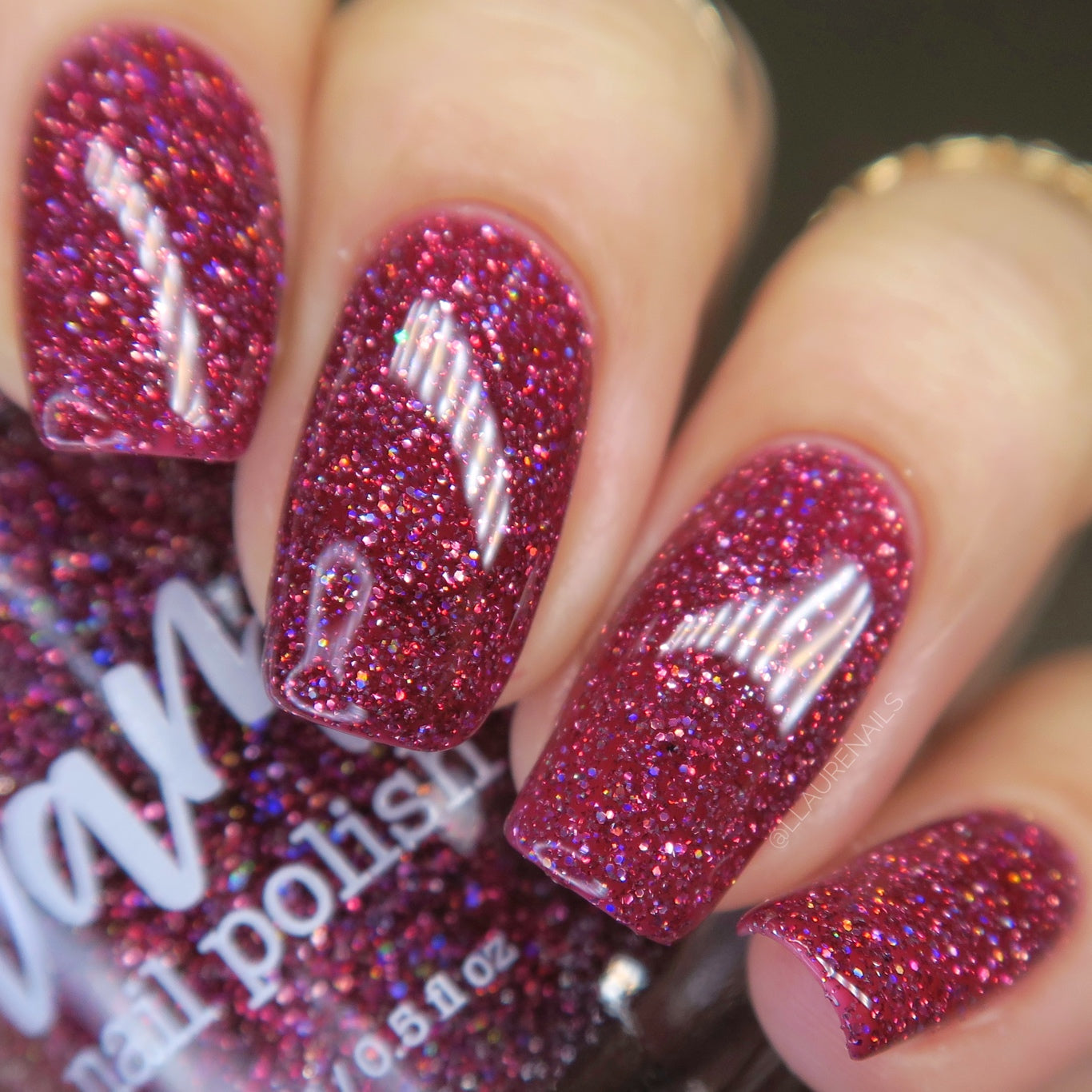 Bloodthirsty - Fuchsia Reflective Glitter Nail Polish - Bitten Collection - Dam Nail Polish