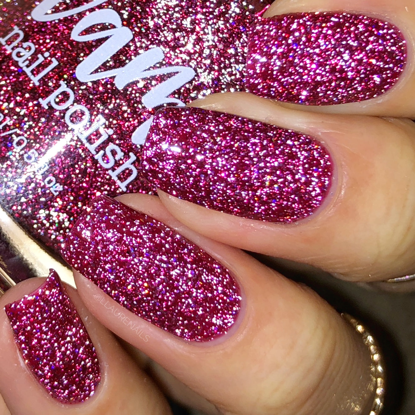 Bloodthirsty - Fuchsia Reflective Glitter Nail Polish - Bitten Collection - Dam Nail Polish