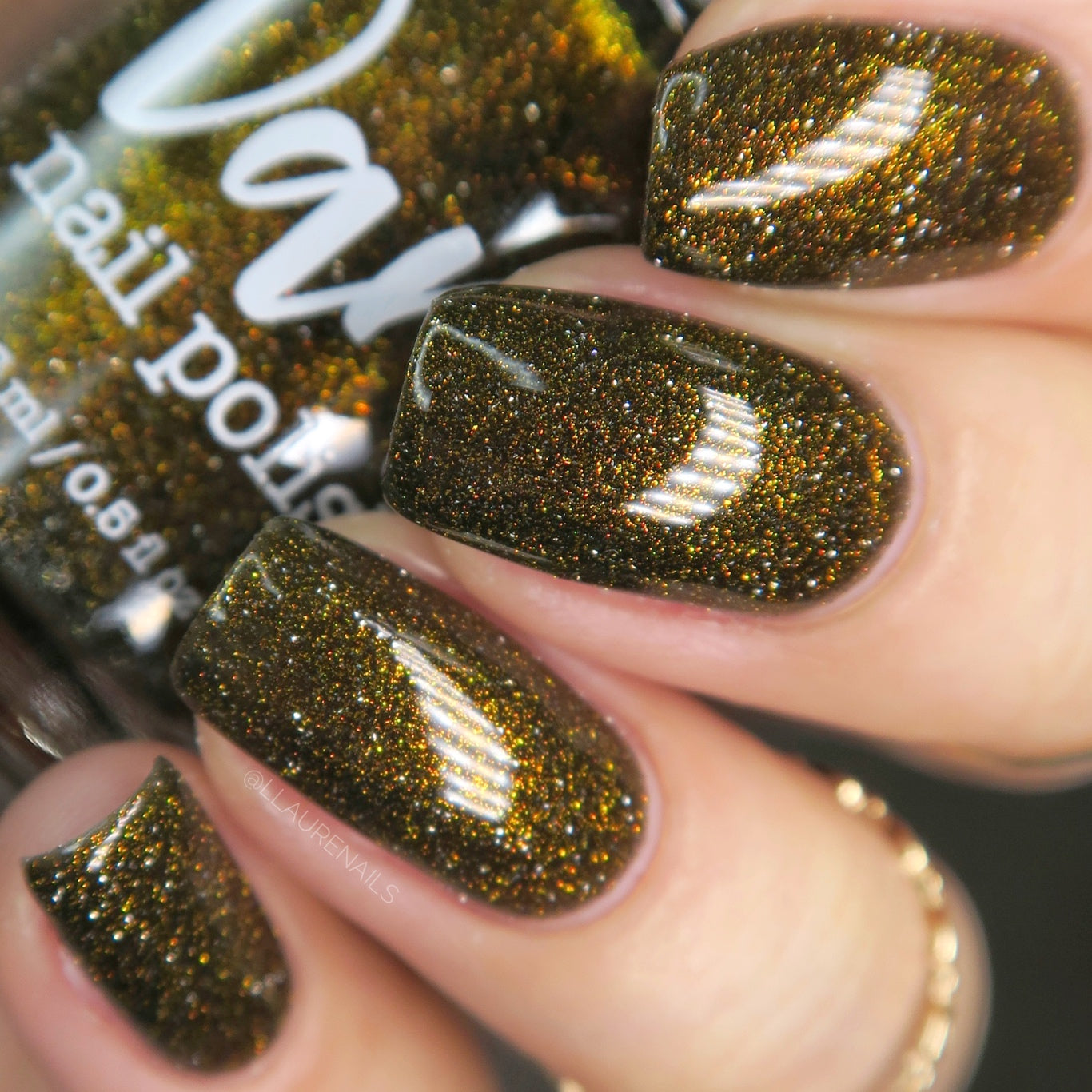 Champagne Sparkle - Black Reflective Glitter Nail Polish - Nostalgia Trends Custom - 1920s Fashion Themed - Dam Nail Polish