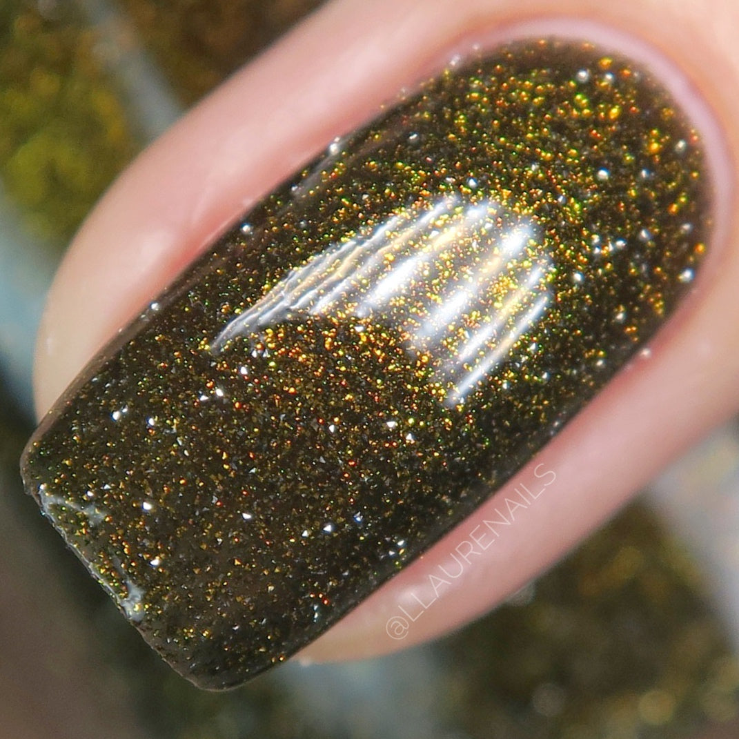 Champagne Sparkle - Black Reflective Glitter Nail Polish - Nostalgia Trends Custom - 1920s Fashion Themed - Dam Nail Polish