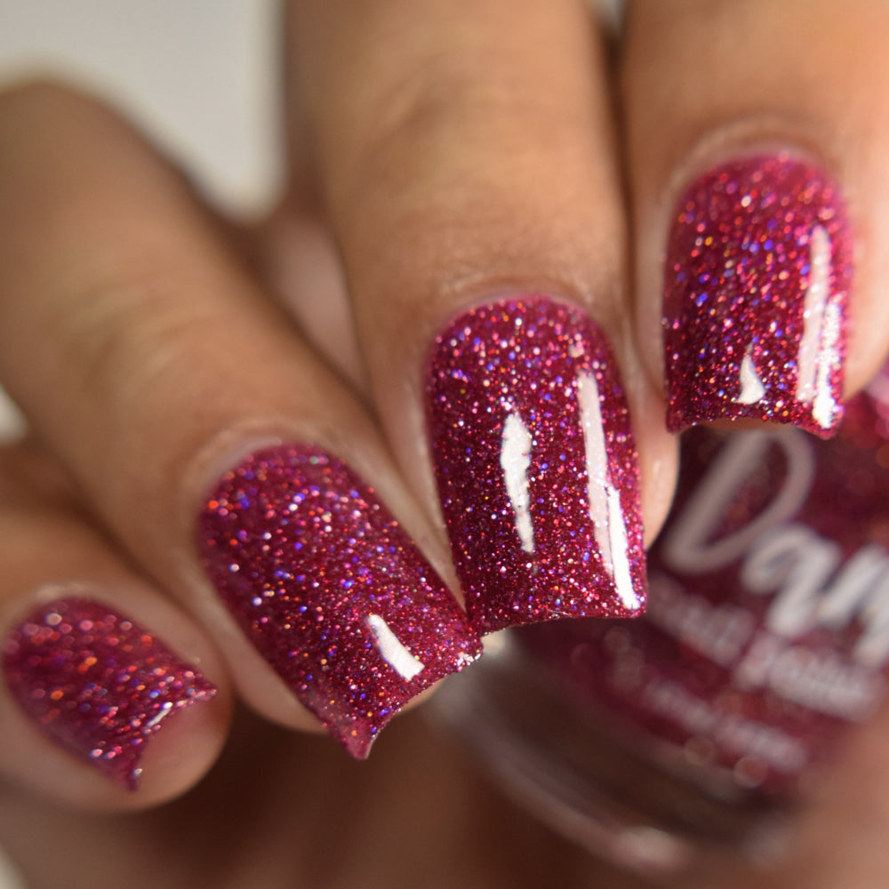 Bloodthirsty - Fuchsia Reflective Glitter Nail Polish - Bitten Collection - Dam Nail Polish