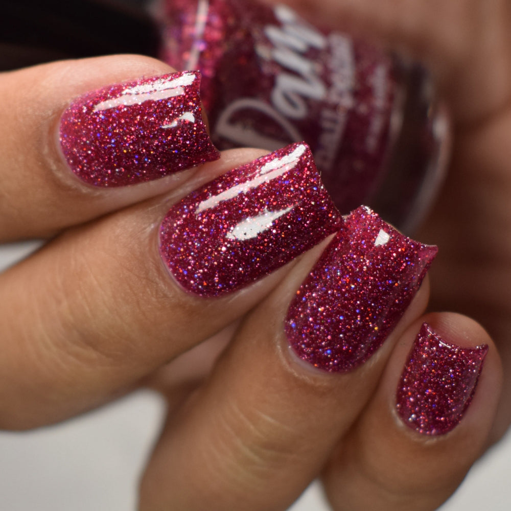Bloodthirsty - Fuchsia Reflective Glitter Nail Polish - Bitten Collection - Dam Nail Polish
