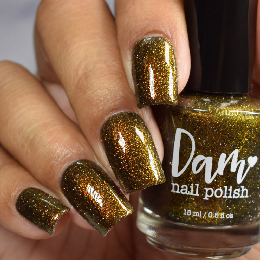 Champagne Sparkle - Black Reflective Glitter Nail Polish - Nostalgia Trends Custom - 1920s Fashion Themed - Dam Nail Polish