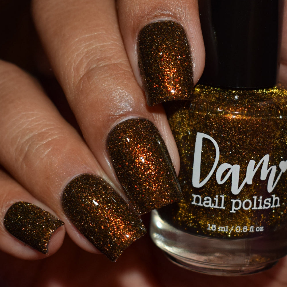 Champagne Sparkle - Black Reflective Glitter Nail Polish - Nostalgia Trends Custom - 1920s Fashion Themed - Dam Nail Polish
