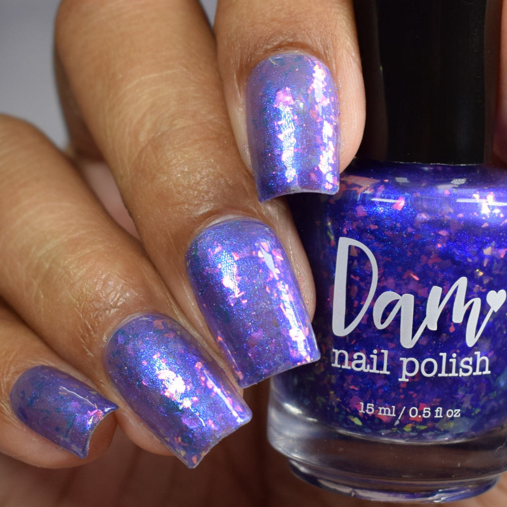 Merry February - Purple Flakie Nail Polish - Limited Edition Polished Jewel Society Facebook Group Custom - Dam Nail Polish