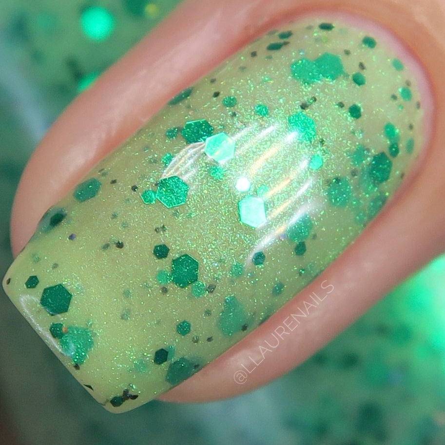 Honeydew Brew - Light Green Crelly - Glitter Nail Polish - Shimmer Nail Polish - Sweet Sips Collection - Dam Nail Polish
