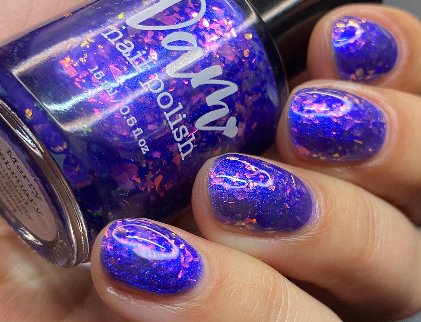 Merry February - Purple Flakie Nail Polish - Limited Edition Polished Jewel Society Facebook Group Custom - Dam Nail Polish