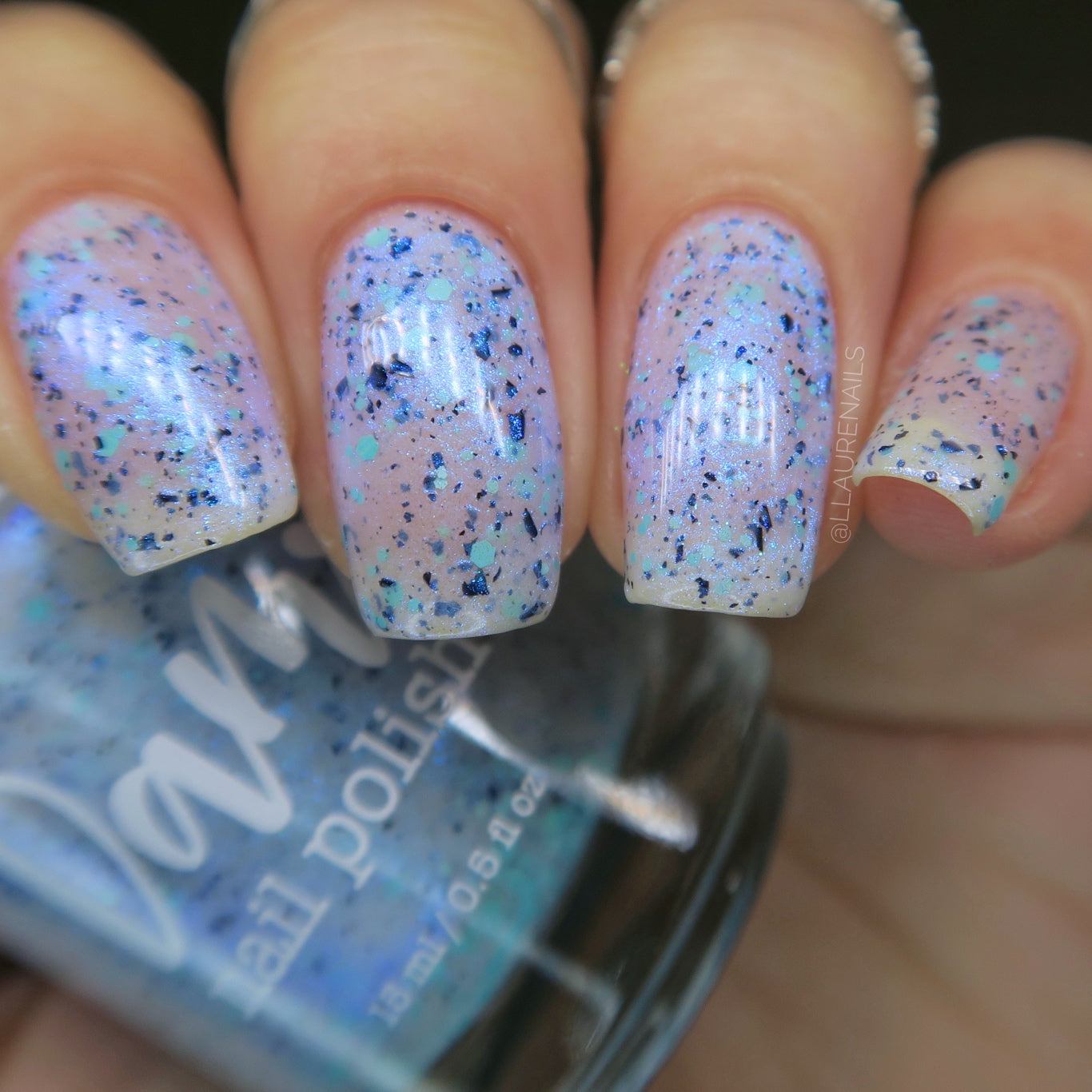 Iridescent Ice - White Crelly - Light Blue Glitter Nail Polish - Shimmer Nail Polish - Stormy Siblings Collection - Dam Nail Polish
