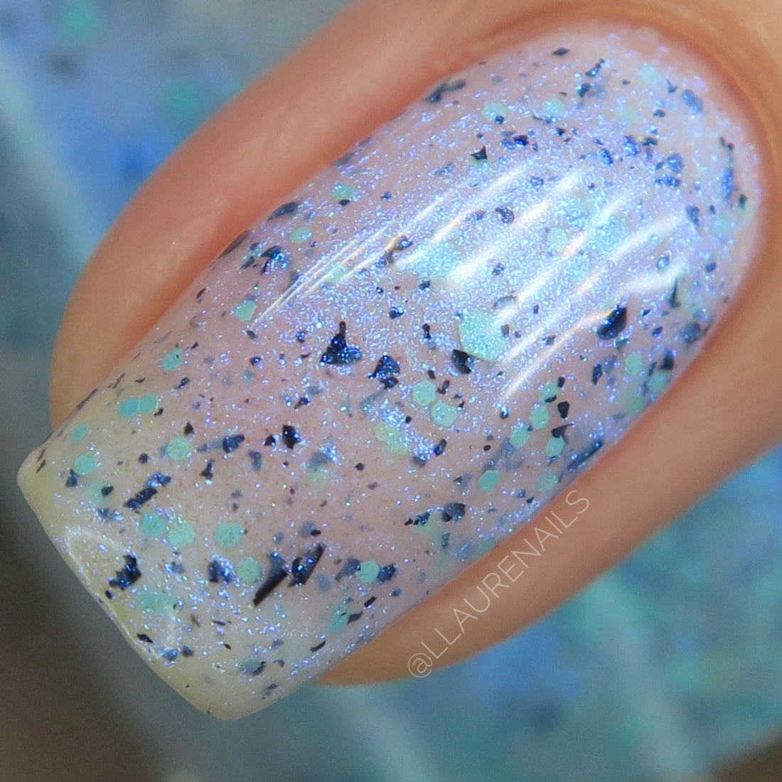 Iridescent Ice - White Crelly - Light Blue Glitter Nail Polish - Shimmer Nail Polish - Stormy Siblings Collection - Dam Nail Polish