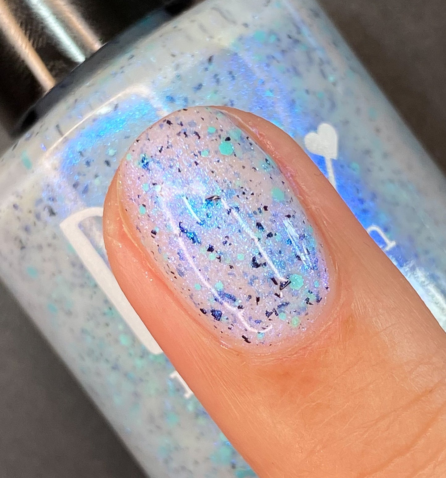 Iridescent Ice - White Crelly - Light Blue Glitter Nail Polish - Shimmer Nail Polish - Stormy Siblings Collection - Dam Nail Polish