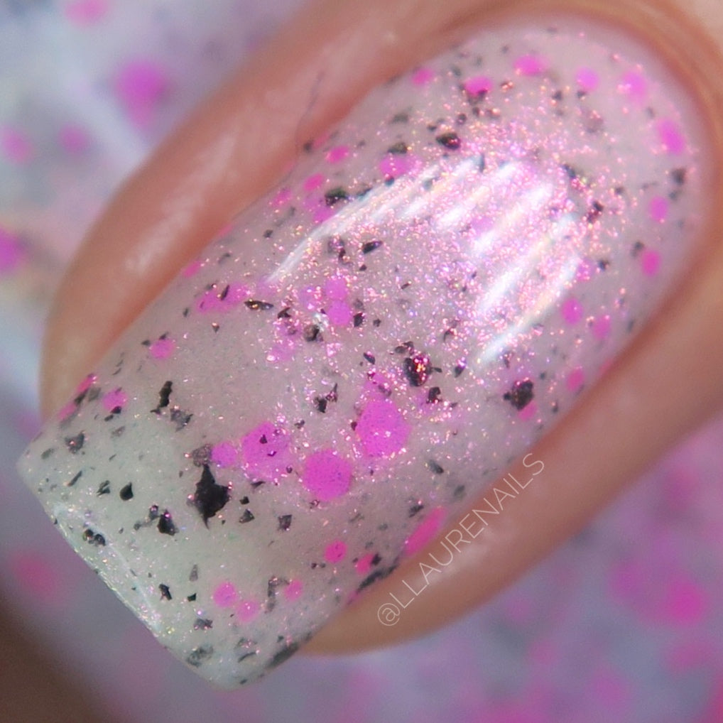Shimmer Storm - White Crelly - Pink Glitter Nail Polish - Stormy Siblings Collection - Dam Nail Polish