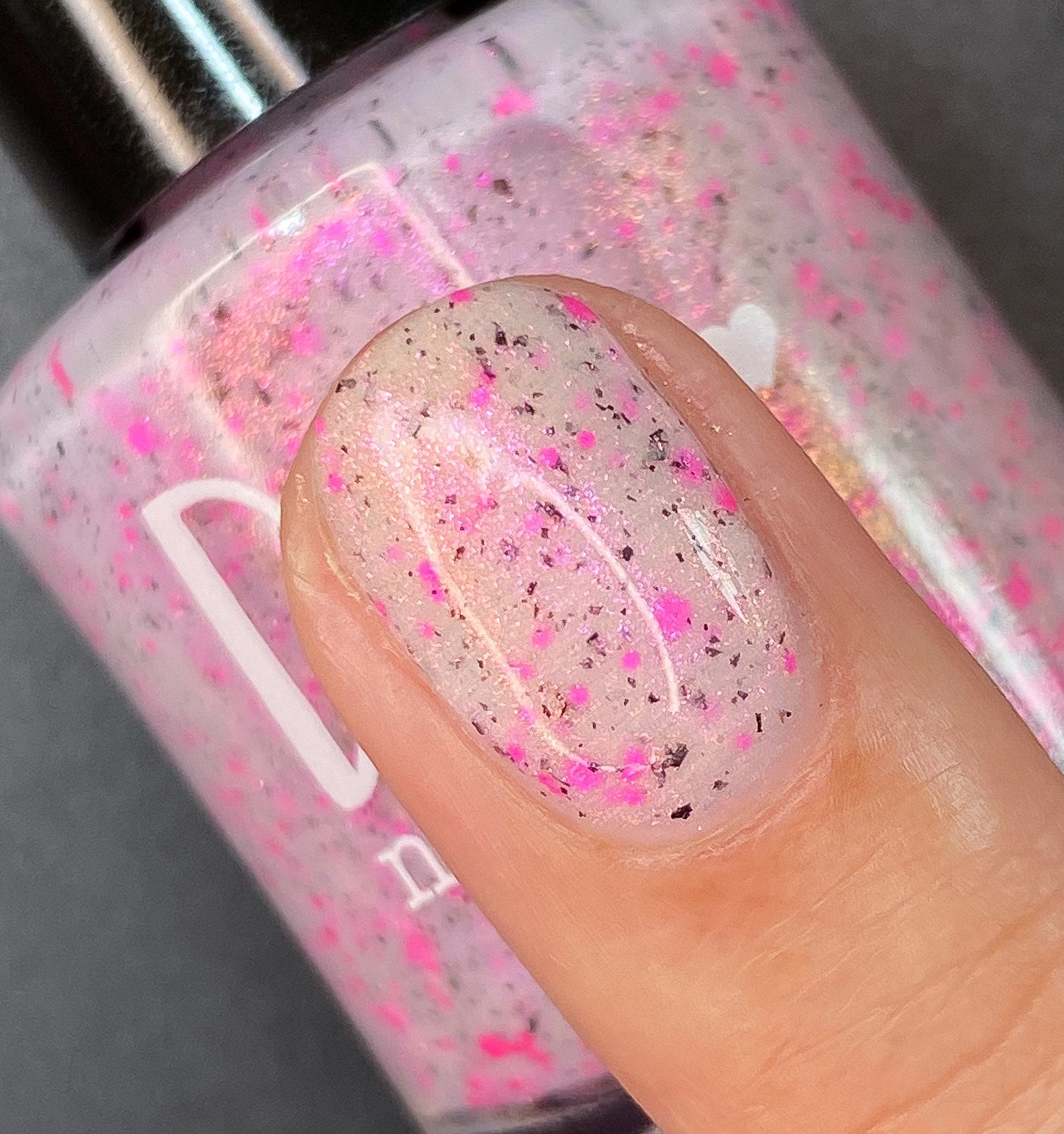 Shimmer Storm - White Crelly - Pink Glitter Nail Polish - Stormy Siblings Collection - Dam Nail Polish