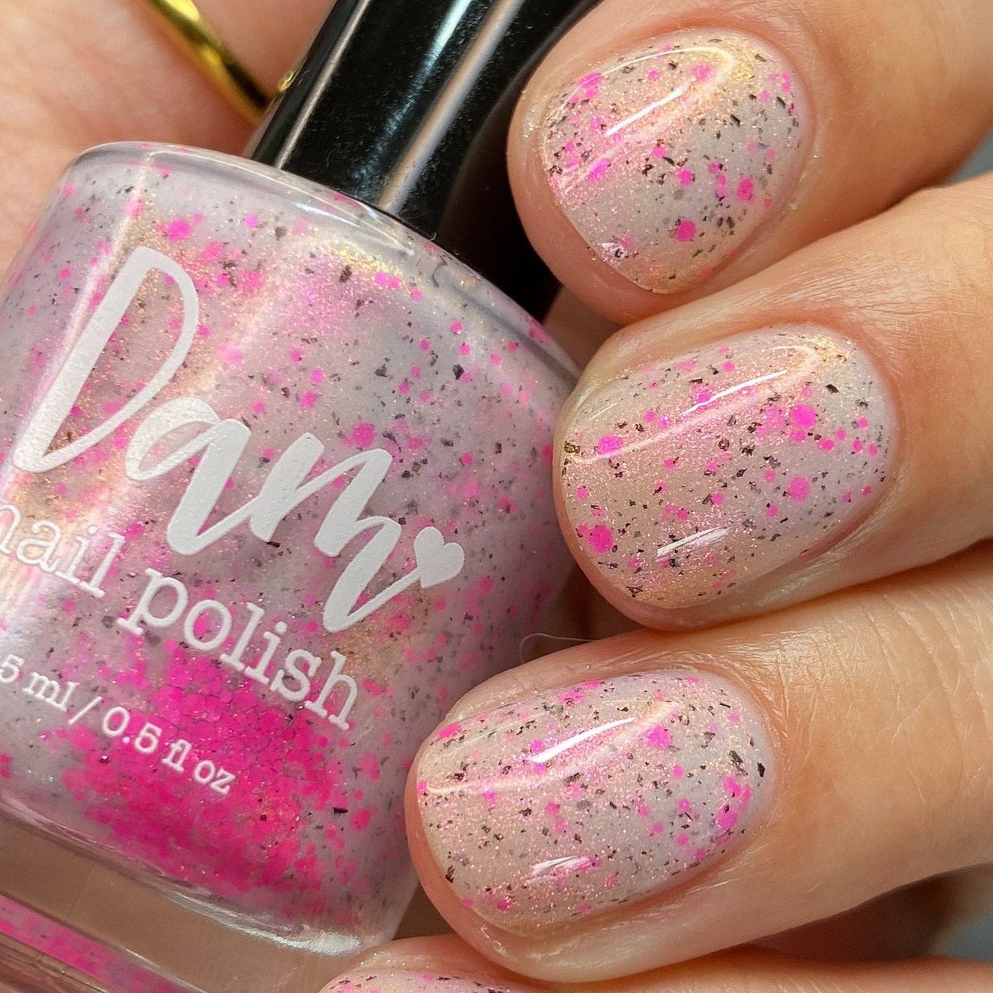 Shimmer Storm - White Crelly - Pink Glitter Nail Polish - Stormy Siblings Collection - Dam Nail Polish