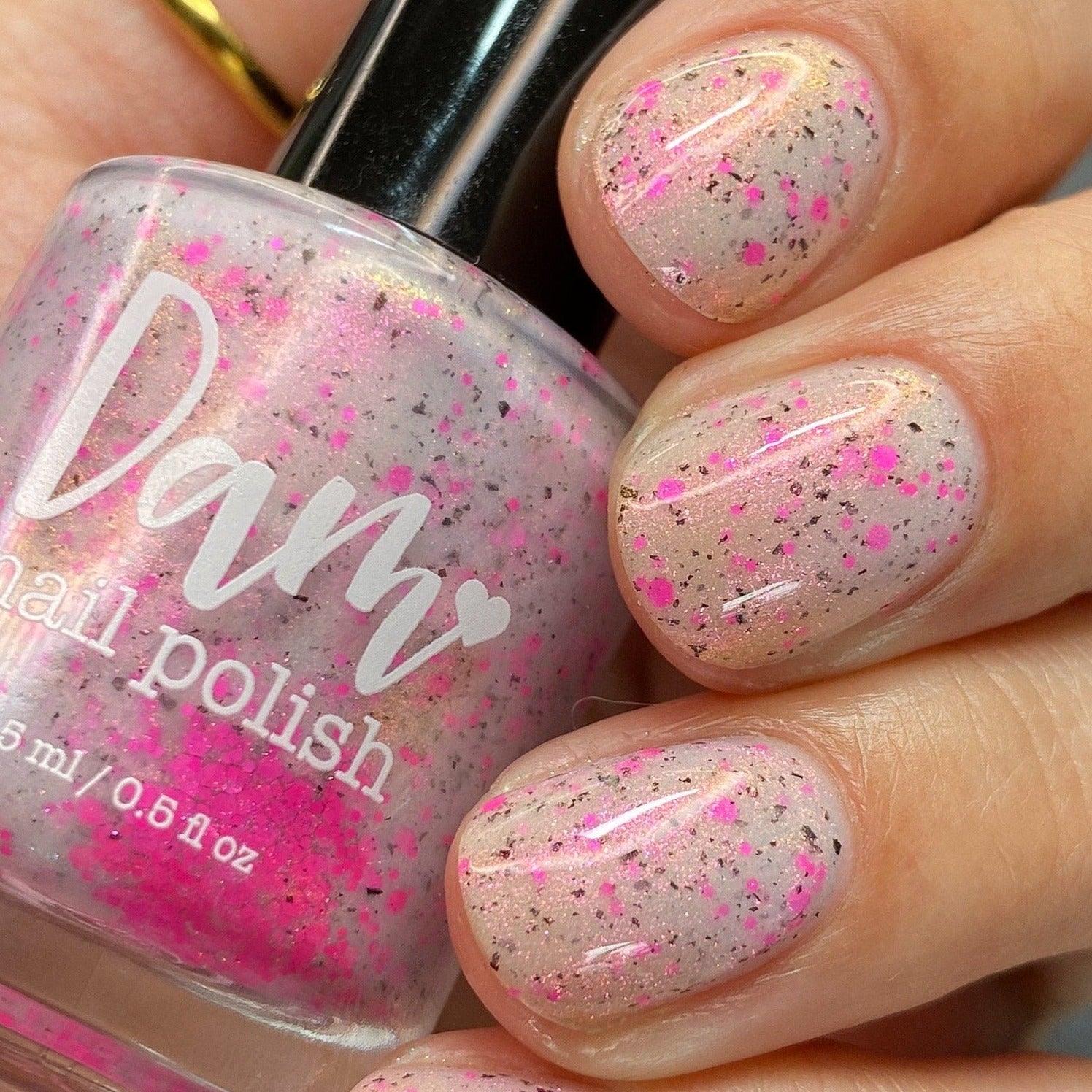 Shimmer Storm - White Crelly - Pink Glitter Nail Polish - Stormy Siblings Collection - Dam Nail Polish
