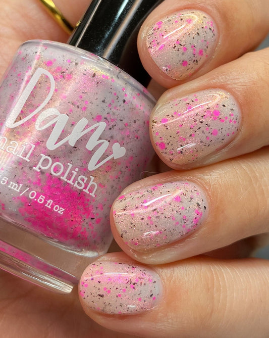 Shimmer Storm - White Crelly - Pink Glitter Nail Polish - Stormy Siblings Collection