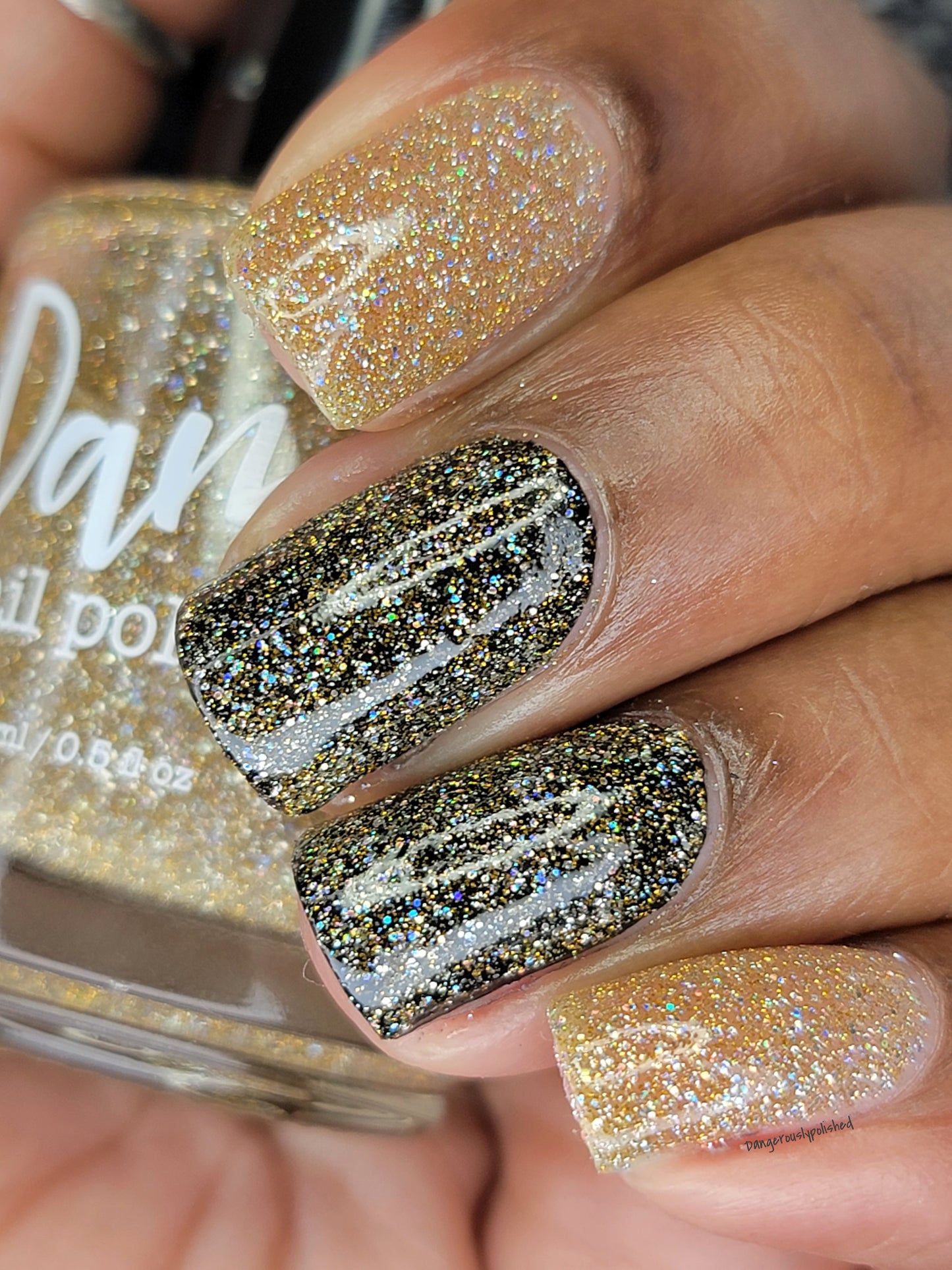 Jackpot - Gold Holographic Reflective Glitter Nail Polish - Dam