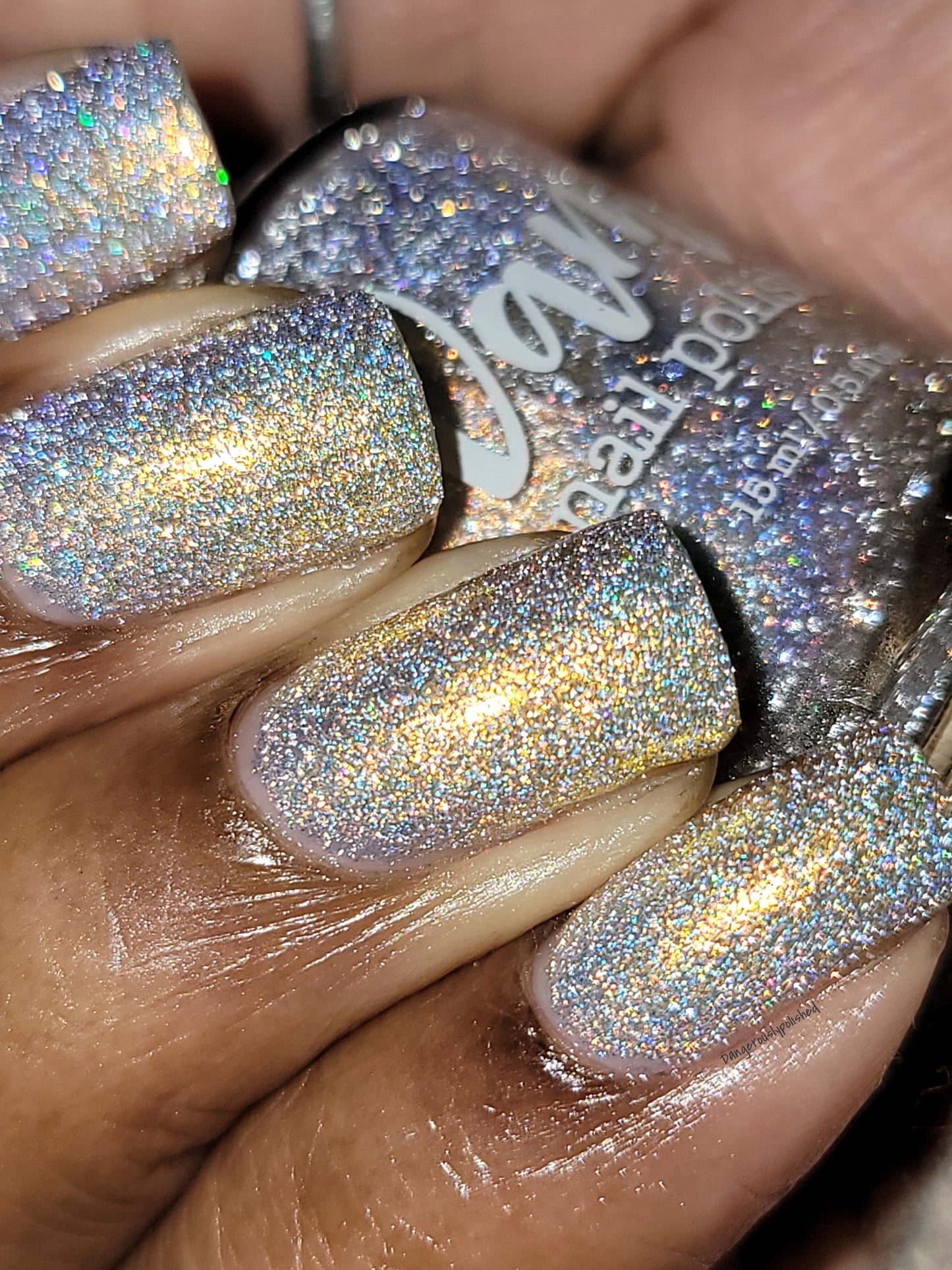 Take That Risk - Yellow Gold Shimmer - Silver Reflective Nail Polish - Glitter Nail Polish - Life is Short Collection - Dam Nail Polish