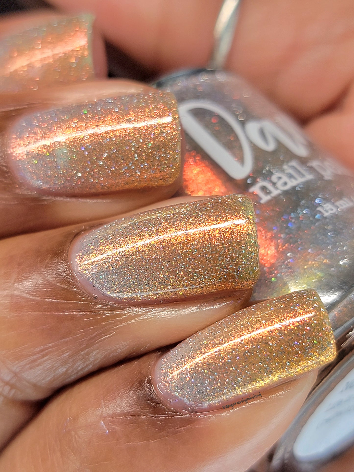Regret Nothing - Orange Gold Shimmer - Silver Reflective Nail Polish - Glitter Nail Polish - Life is Short Collection - Dam Nail Polish