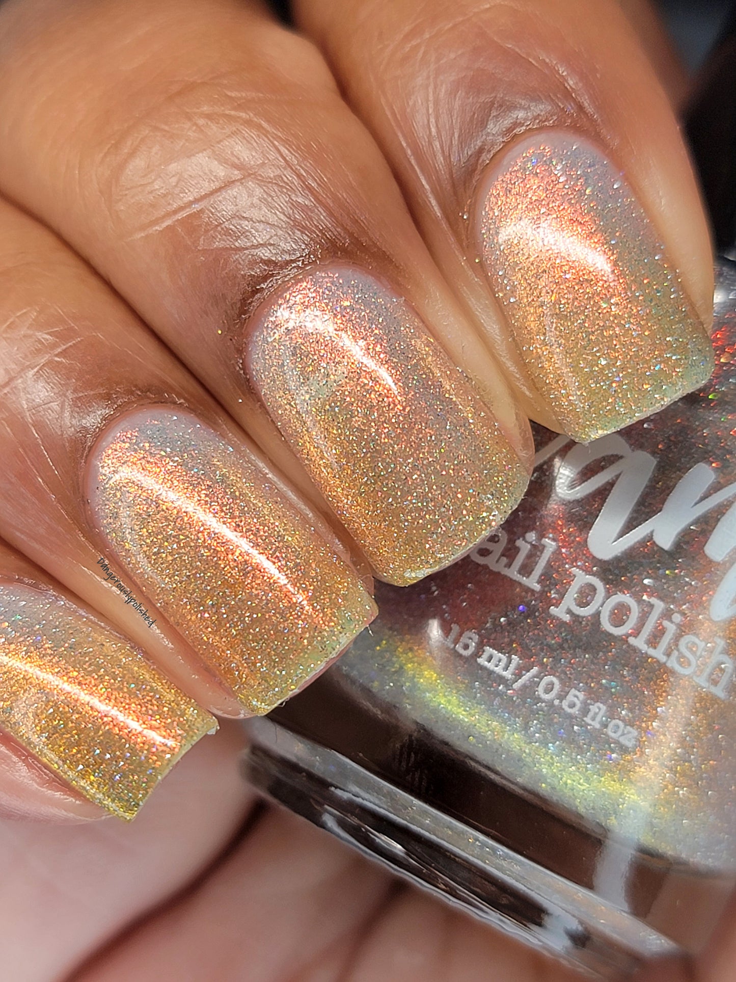 Regret Nothing - Orange Gold Shimmer - Silver Reflective Nail Polish - Glitter Nail Polish - Life is Short Collection