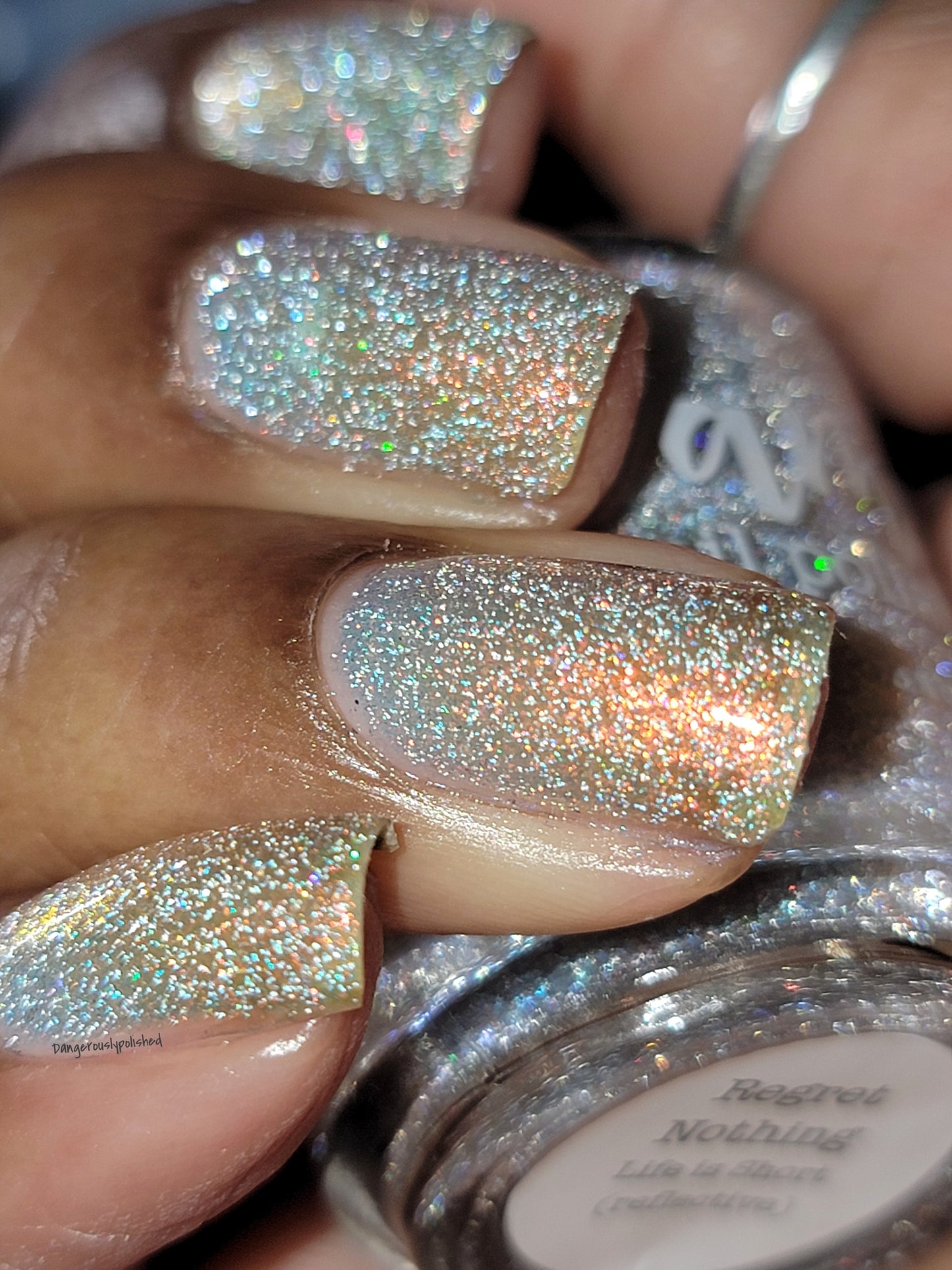Regret Nothing - Orange Gold Shimmer - Silver Reflective Nail Polish - Glitter Nail Polish - Life is Short Collection - Dam Nail Polish