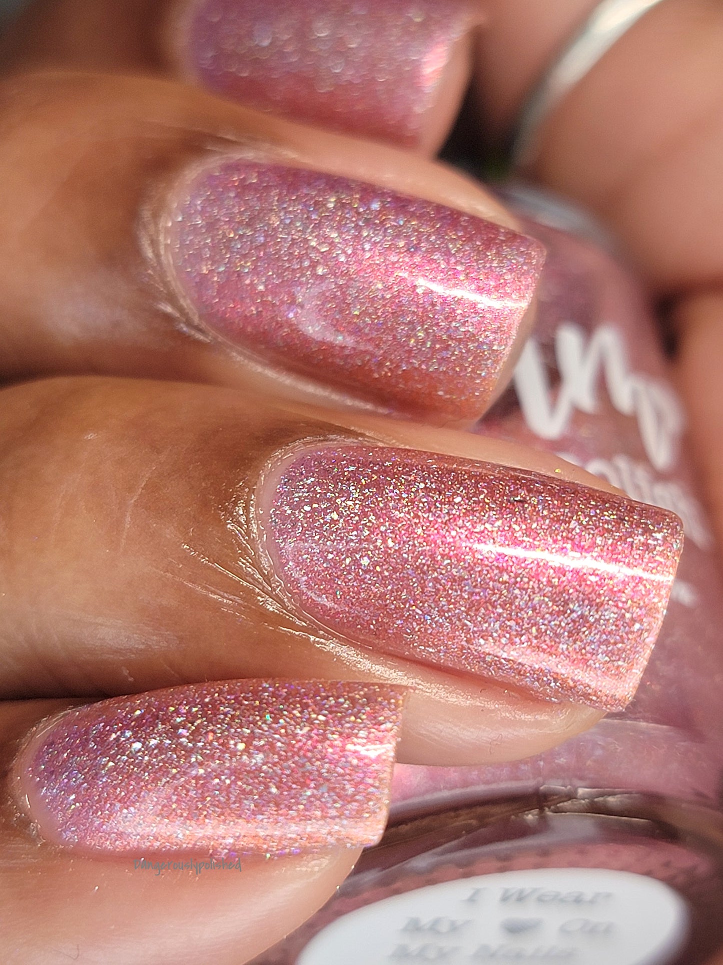 I Wear My ❤️ On My Nails - Pink Holo Nail Polish - Pink Shimmer Nail Polish - Valentine's Day Duo - Dam Nail Polish