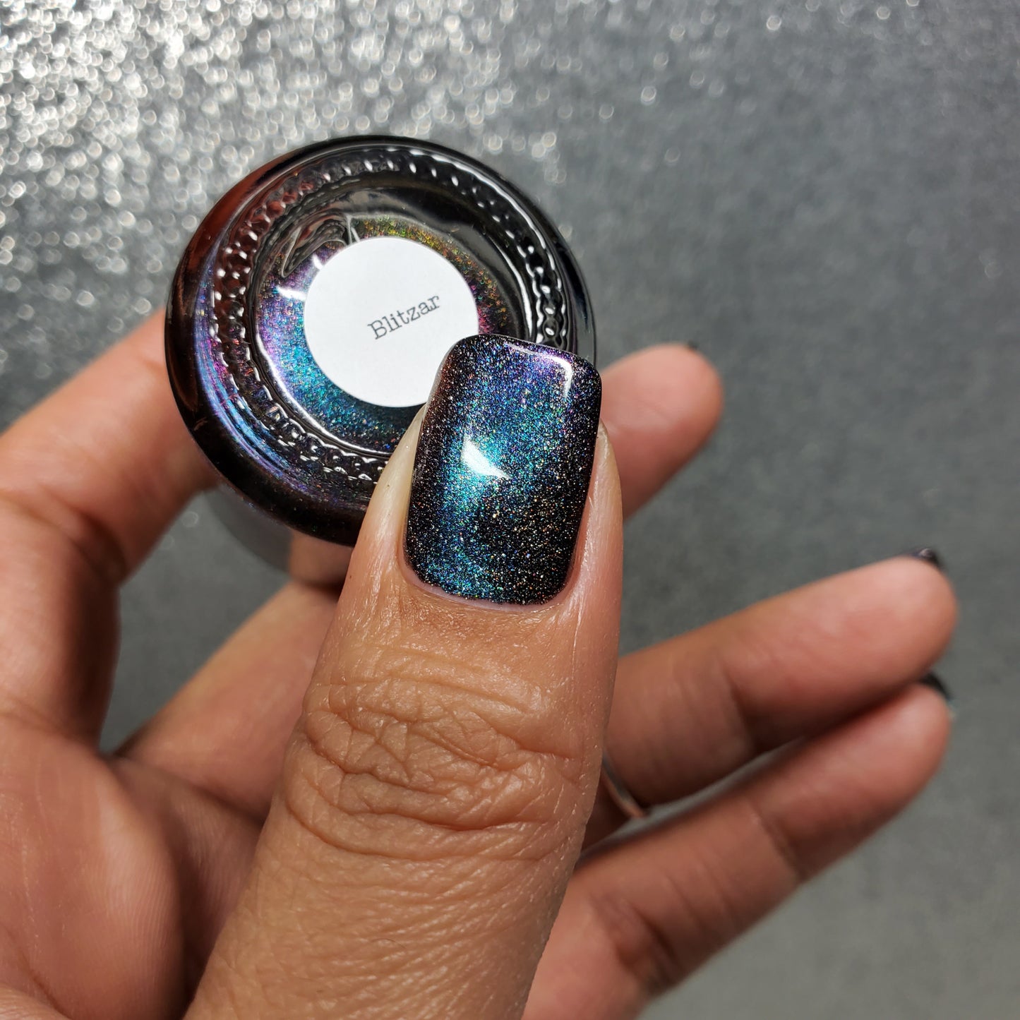 Blitzar - Blue/Purple/Gold Magnetic Holographic Nail Polish - Astronomical Collection - Dam