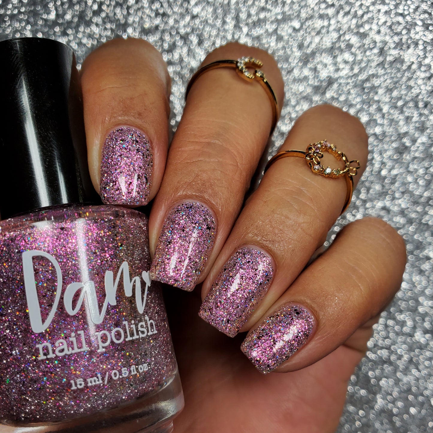 Kirsty - Survivor Series - Pink Gold Shimmer Reflective Glitter Nail Polish - Dam