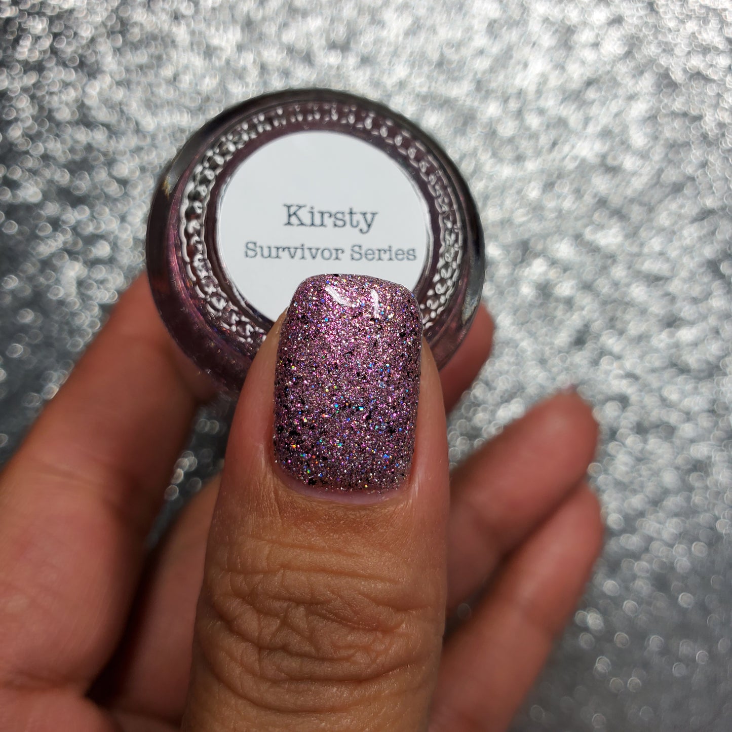 Kirsty - Survivor Series - Pink Gold Shimmer Reflective Glitter Nail Polish - Dam