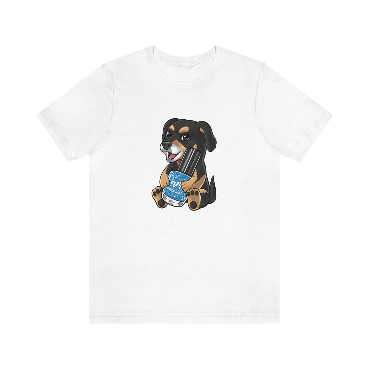 Snickers the Polish Loving Dog - Unisex Jersey Short Sleeve Tee - Dam Nail Polish