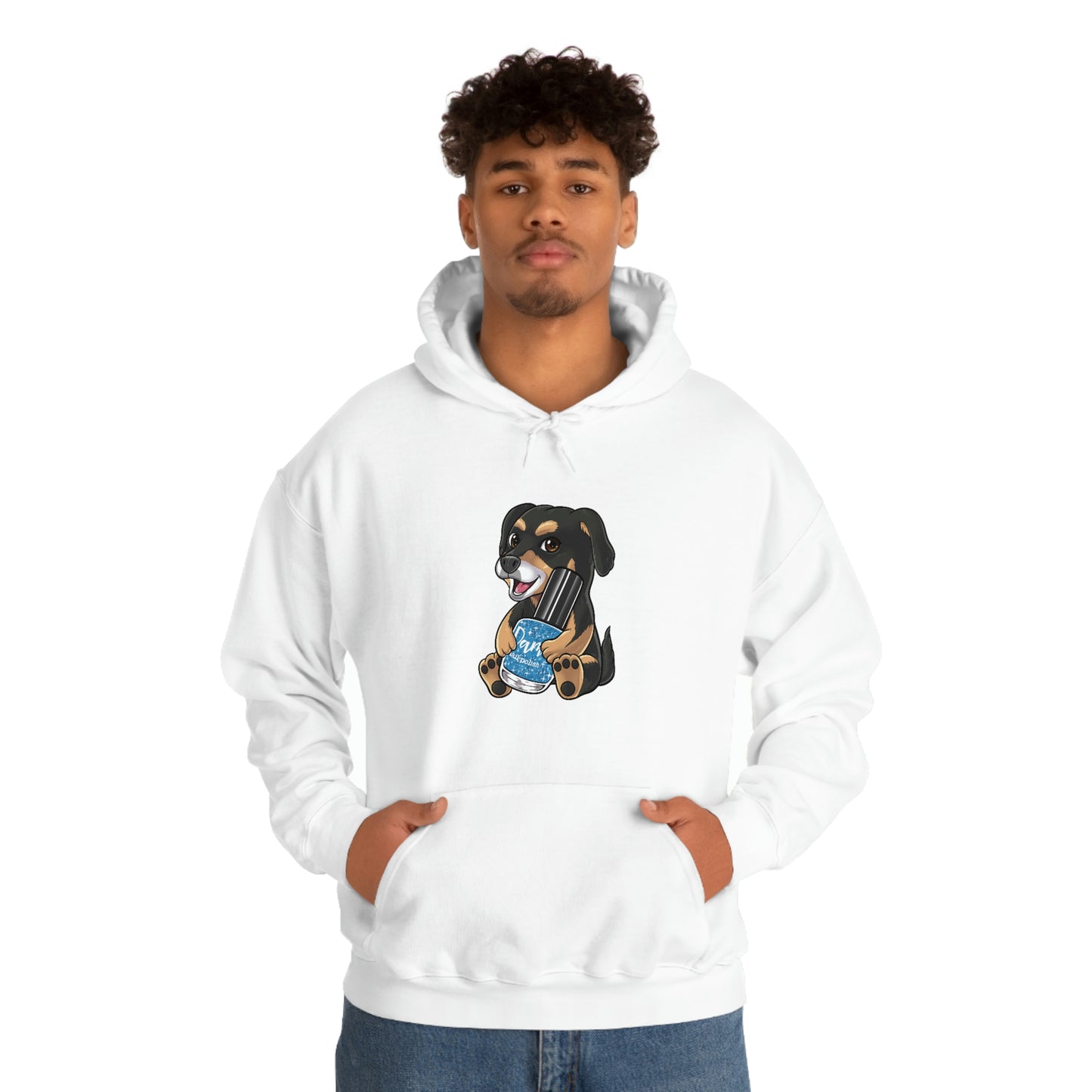Snickers the Polish Loving Puppy - Unisex Heavy Blend™ Hooded Sweatshirt - Dam Nail Polish