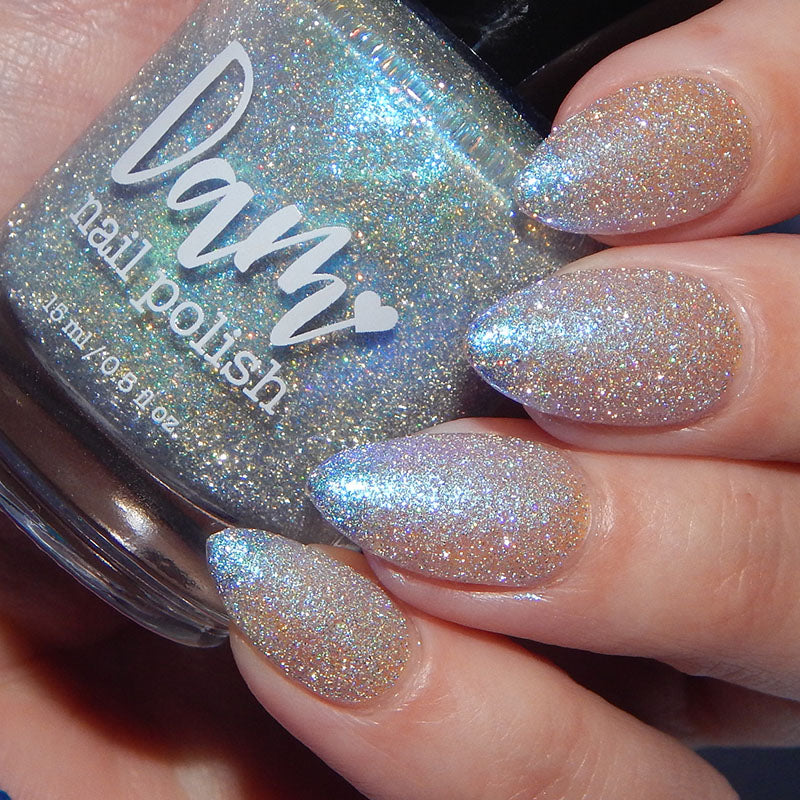 Choose Happiness - Teal Blue Shimmer - Silver Reflective Nail Polish - Glitter Nail Polish - Life is Short Collection - Dam Nail Polish