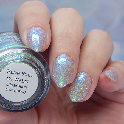 Have Fun. Be Weird. - Green Blue Shimmer - Silver Reflective Nail Polish - Glitter Nail Polish - Life is Short Collection