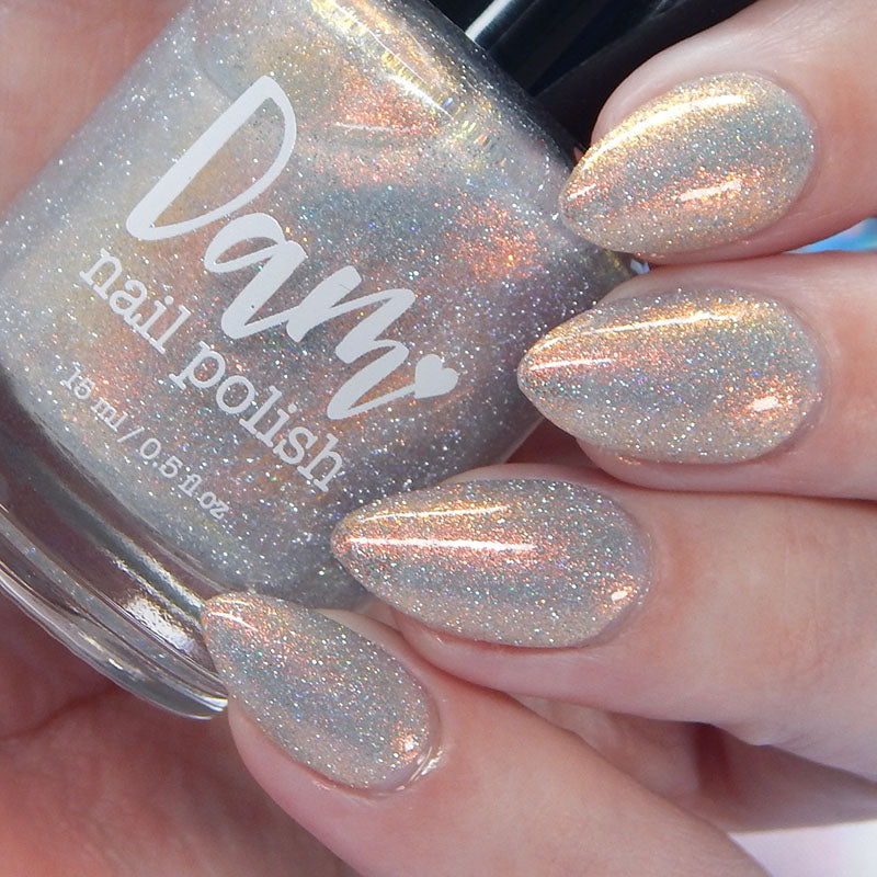Regret Nothing - Orange Gold Shimmer - Silver Reflective Nail Polish - Glitter Nail Polish - Life is Short Collection - Dam Nail Polish