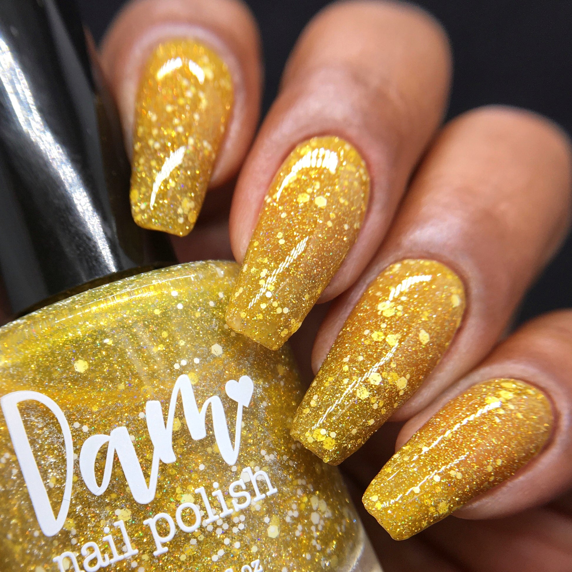 Forty Thousand Winks - Yellow Reflective Glitter Nail Polish - Hibernation Collection - Dam