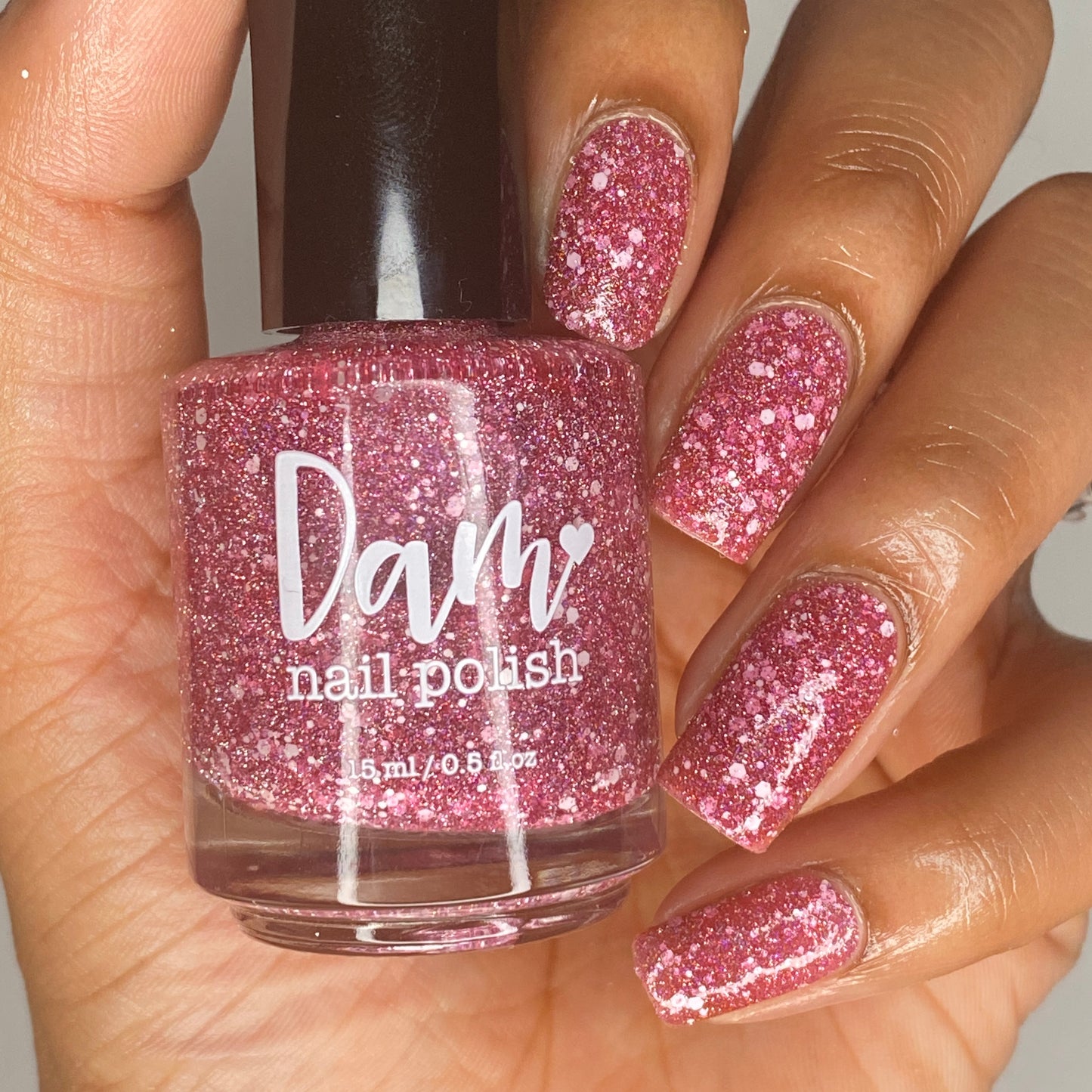 Serious Slumber - Pink Reflective Glitter Nail Polish - Hibernation Collection - Dam
