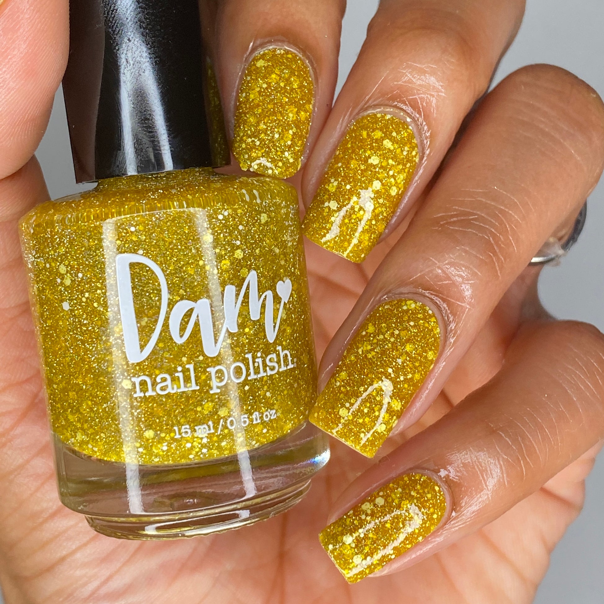 Forty Thousand Winks - Yellow Reflective Glitter Nail Polish - Hibernation Collection - Dam
