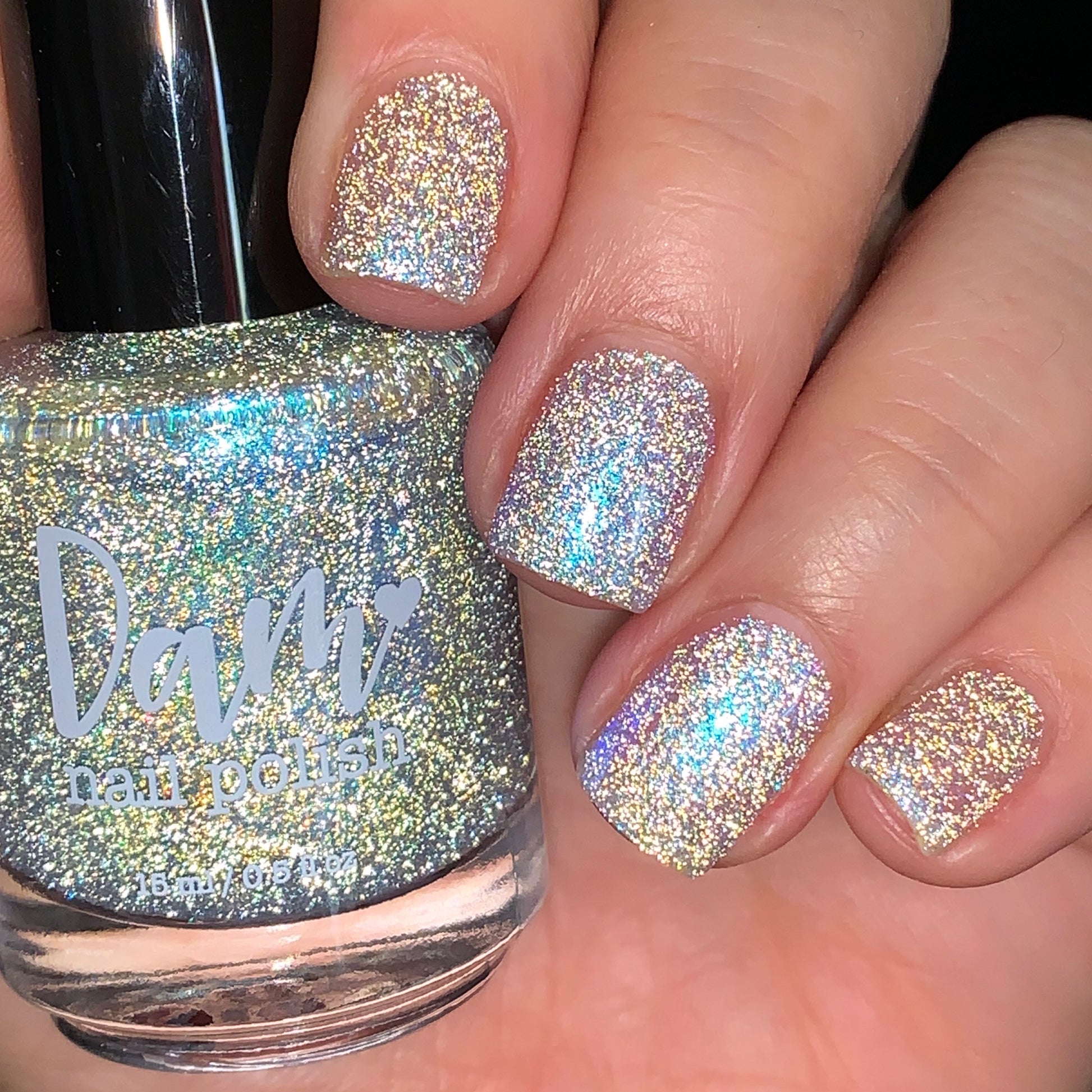 Choose Happiness - Teal Blue Shimmer - Silver Reflective Nail Polish - Glitter Nail Polish - Life is Short Collection - Dam Nail Polish